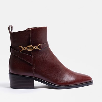 Flat leather ankle on sale boot