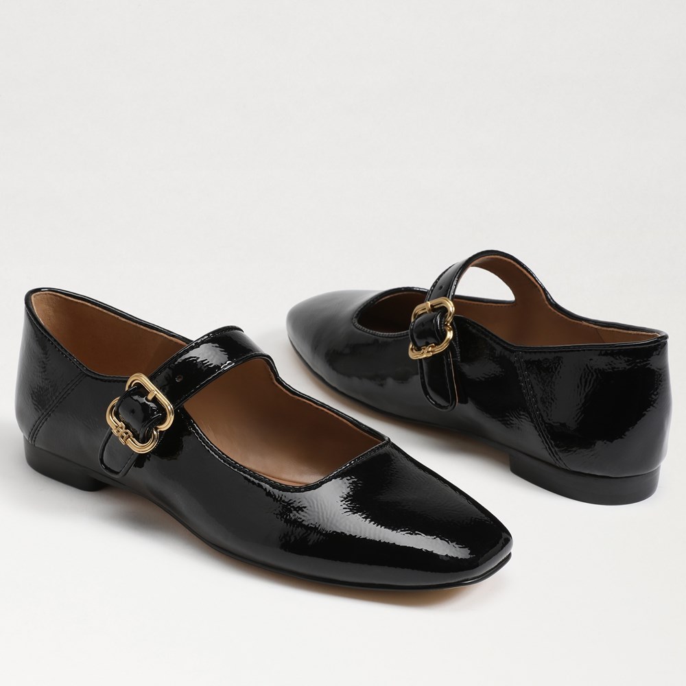 Black patent flat shoes ladies hotsell