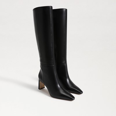 Black suede knee high boots wide calf hotsell